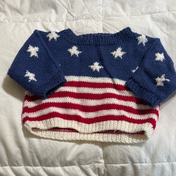 Other - Hand Knit American Flag Baby Sweater 0-6 Months